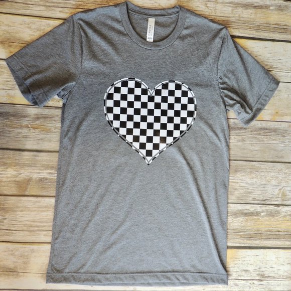 NWOT Checkered Flag Heart Tee - Picture 1 of 1